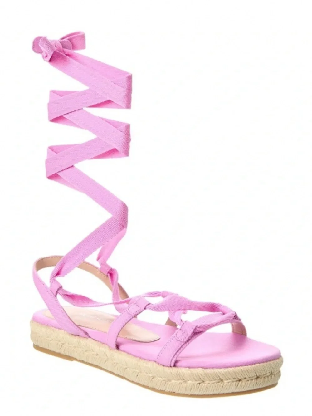 Stuart Weitzman Altdup Canvas Espadrille Flat Sandal In Pink